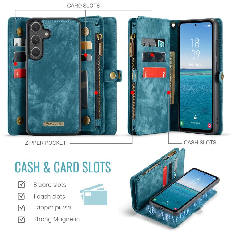 For Samsung Galaxy S25+ 5G CaseMe 008 Detachable Multifunctional Leather Phone Case(Blue) For Samsung Galaxy S25+ 5G CaseMe 008 Detachable Multifunctional Leather Phone Case(Blue)