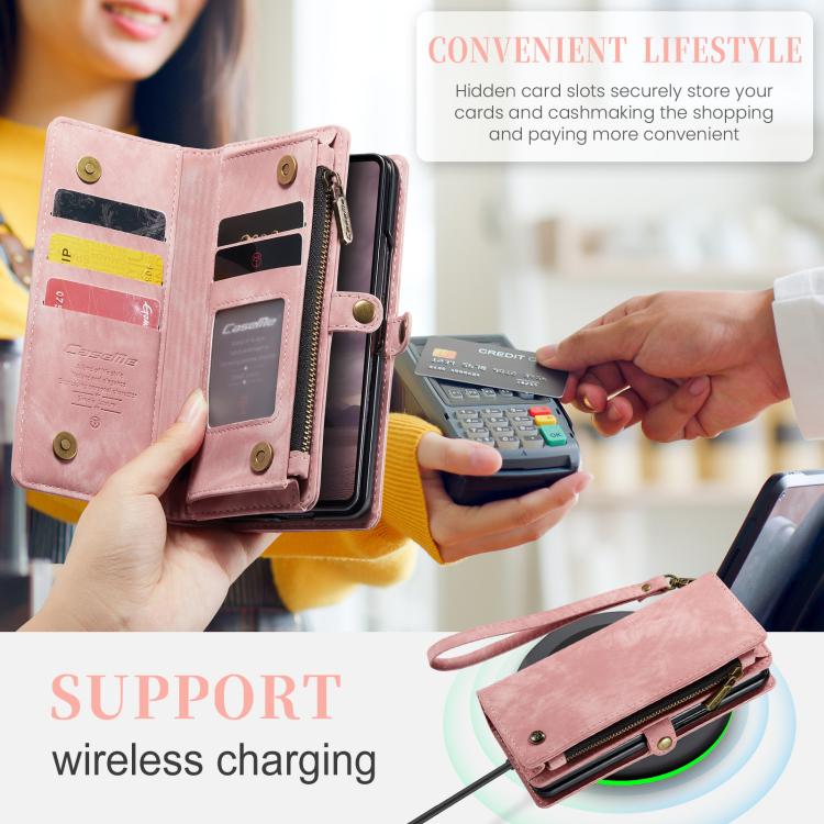 For Samsung Galaxy Z Fold7 CaseMe 008 Detachable Multifunctional Leather Phone Case(Pink)