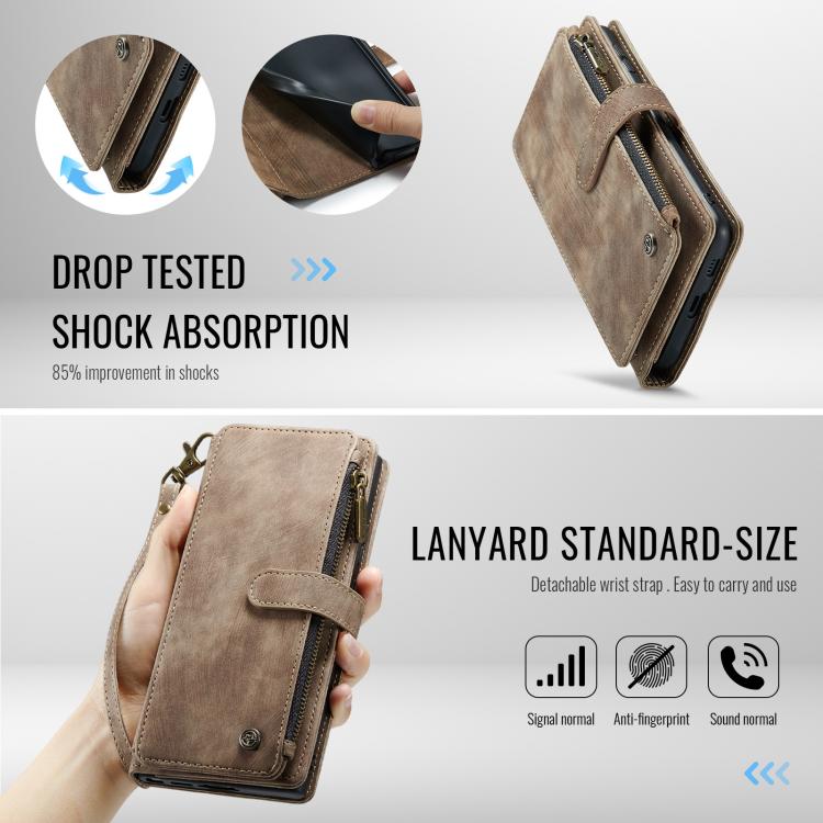 For Samsung Galaxy S25 5G CaseMe C30 Card Slots Zipper Wallet Leather Phone Case(Brown) For Samsung Galaxy S25 5G CaseMe C30 Card Slots Zipper Wallet Leather Phone Case(Brown)