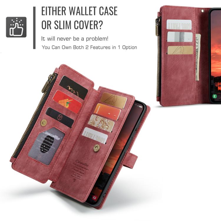 For Samsung Galaxy S25+ 5G CaseMe C30 Card Slots Zipper Wallet Leather Phone Case(Red) For Samsung Galaxy S25+ 5G CaseMe C30 Card Slots Zipper Wallet Leather Phone Case(Red)
