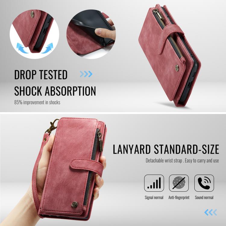 For Samsung Galaxy S25+ 5G CaseMe C30 Card Slots Zipper Wallet Leather Phone Case(Red) For Samsung Galaxy S25+ 5G CaseMe C30 Card Slots Zipper Wallet Leather Phone Case(Red)