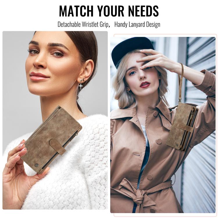 For Samsung Galaxy S26+ 5G CaseMe C30 Card Slots Zipper Wallet Leather Phone Case(Brown)