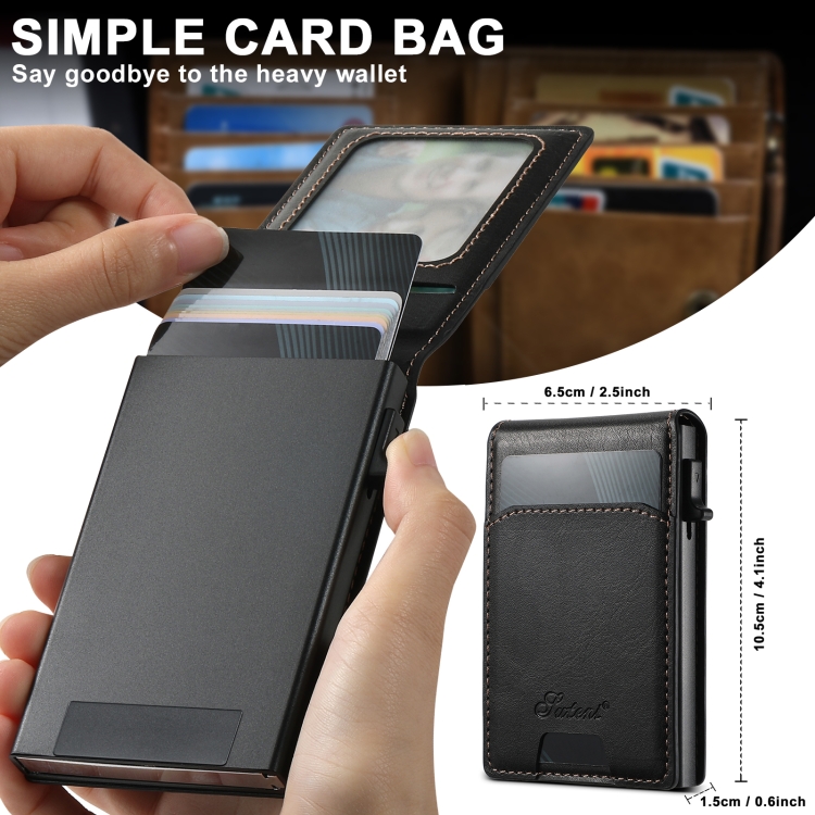 For iPhone 16 Pro Suteni H19 Oil Wax 2-in-1 MagSafe Removable Card Box Back Phone Case(Black) For iPhone 16 Pro Suteni H19 Oil Wax 2-in-1 MagSafe Removable Card Box Back Phone Case(Black)