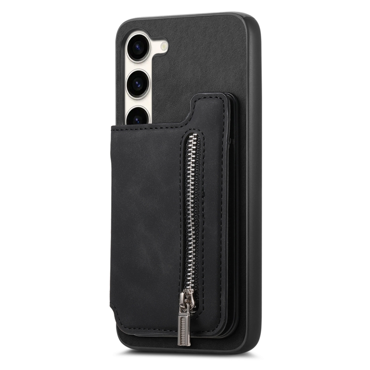 For Samsung Galaxy S23+ 5G Retro MagSafe Zipper Wallet Card Bag Back Phone Case(Black) For Samsung Galaxy S23+ 5G Retro MagSafe Zipper Wallet Card Bag Back Phone Case(Black)