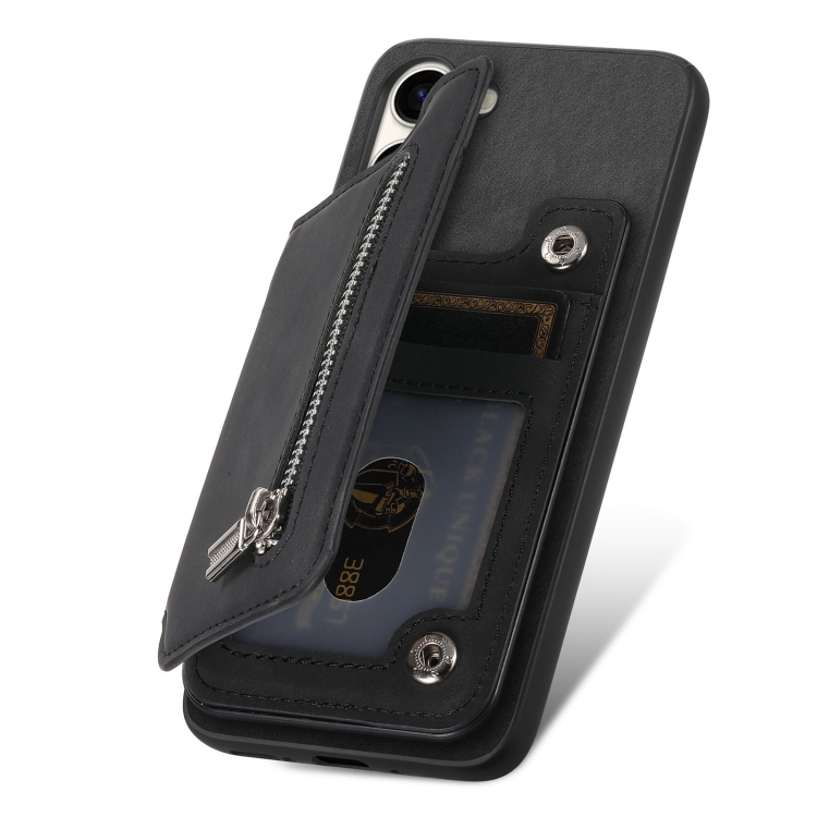 For Samsung Galaxy S23+ 5G Retro MagSafe Zipper Wallet Card Bag Back Phone Case(Black) For Samsung Galaxy S23+ 5G Retro MagSafe Zipper Wallet Card Bag Back Phone Case(Black)