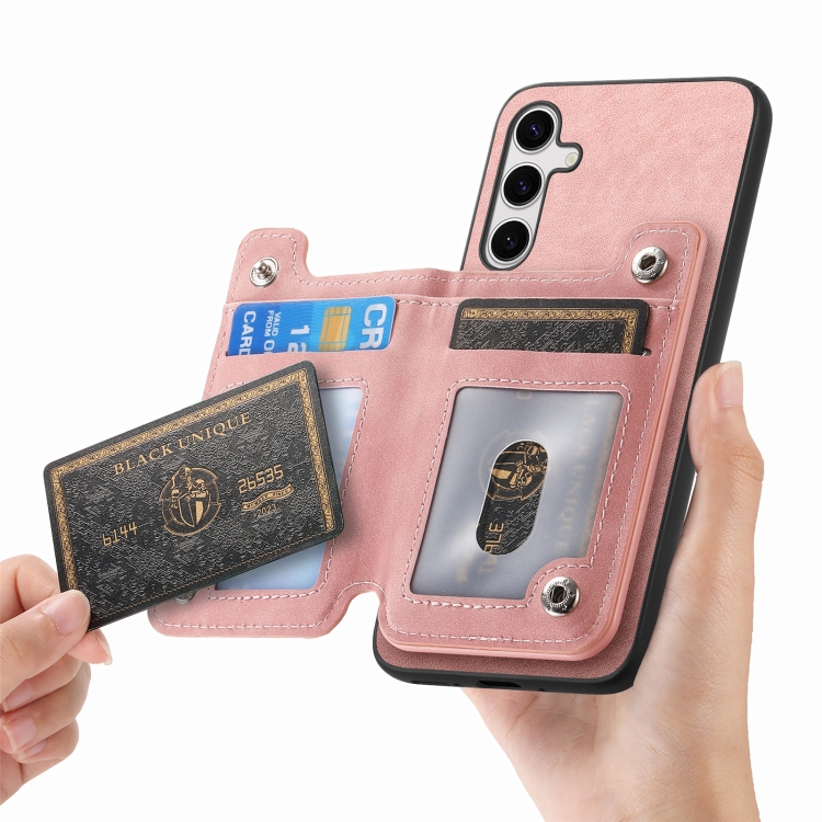 For Samsung Galaxy S25+ 5G Retro MagSafe Zipper Wallet Card Bag Back Phone Case(Pink) For Samsung Galaxy S25+ 5G Retro MagSafe Zipper Wallet Card Bag Back Phone Case(Pink)