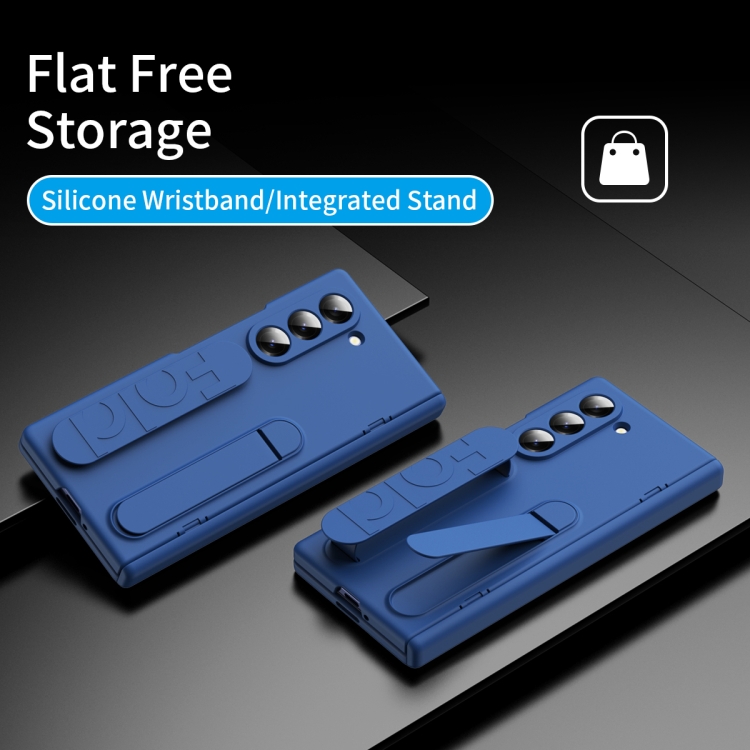 For Samsung Galaxy Z Fold6 5G Bazher Shell Film Integrated Holder Shockproof Phone Case(Blue) For Samsung Galaxy Z Fold6 5G Bazher Shell Film Integrated Holder Shockproof Phone Case(Blue)