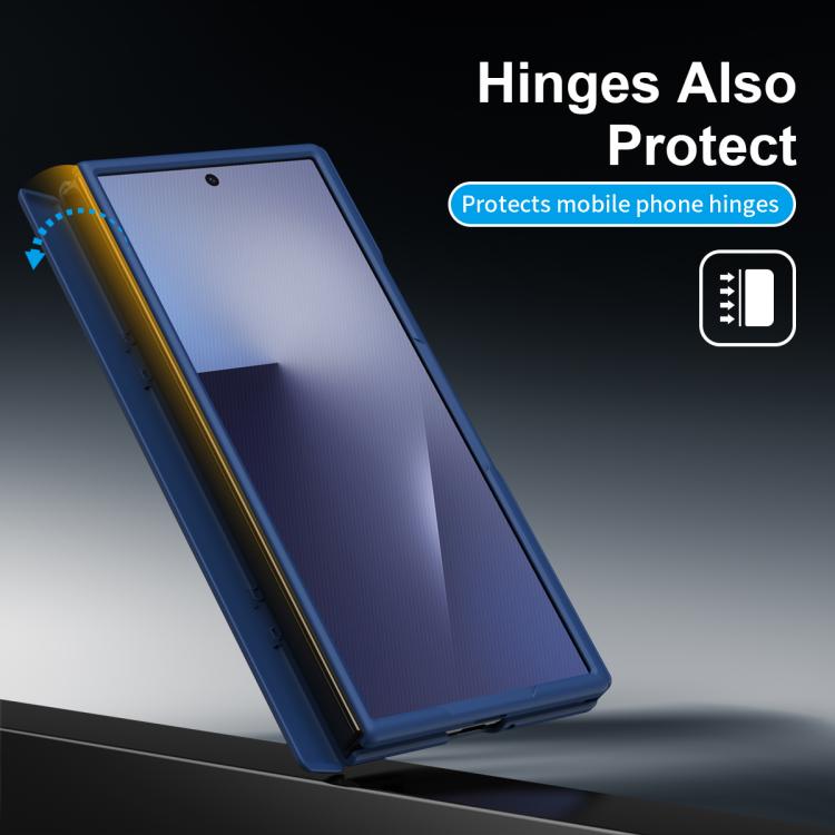 For Samsung Galaxy Z TriFold Bazher Shell Film Integrated Holder Shockproof Phone Case(Blue)