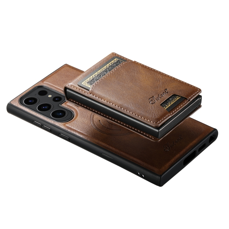 For Samsung Galaxy S24 Ultra 5G Suteni H19 Oil Wax 2-in-1 MagSafe Removable Card Box Back Phone Case(Brown) For Samsung Galaxy S24 Ultra 5G Suteni H19 Oil Wax 2-in-1 MagSafe Removable Card Box Back Phone Case(Brown)