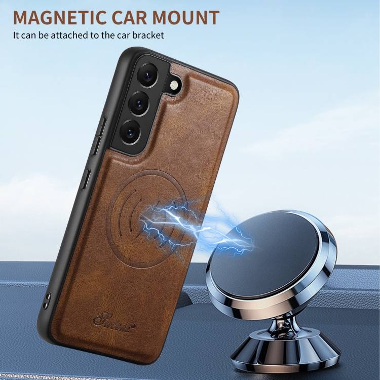 For Samsung Galaxy S22 5G Suteni H19 Oil Wax 2-in-1 MagSafe Removable Card Box Back Phone Case(Brown) For Samsung Galaxy S22 5G Suteni H19 Oil Wax 2-in-1 MagSafe Removable Card Box Back Phone Case(Brown)
