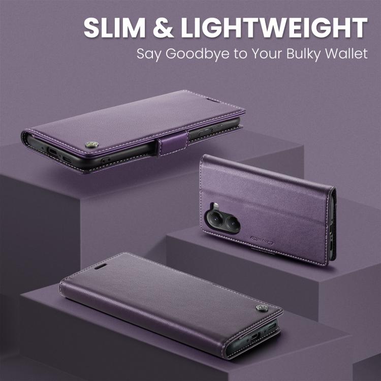 For Xiaomi Poco X7 Pro CaseMe 023 Butterfly Buckle Litchi Texture RFID Anti-theft Leather Phone Case(Purple)
