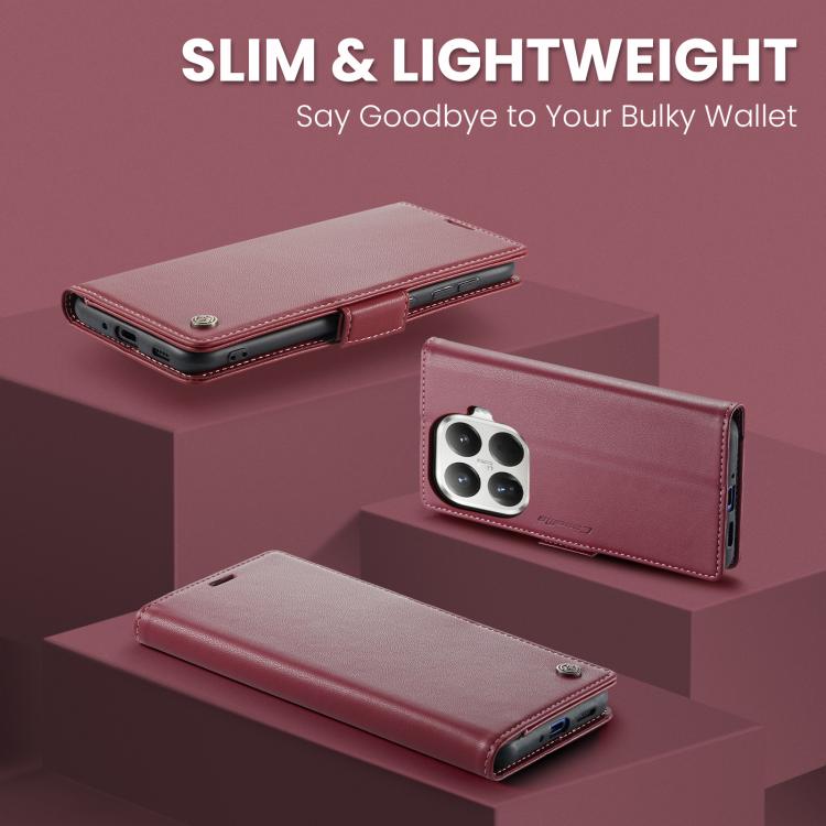 For Xiaomi 15T Pro CaseMe 023 Butterfly Buckle Litchi Texture RFID Anti-theft Leather Phone Case(Red)