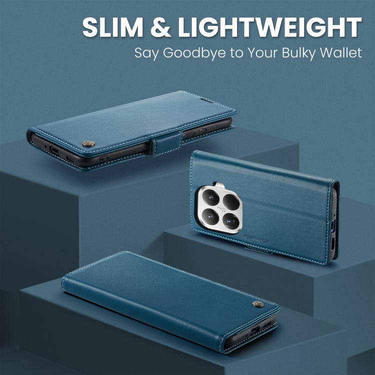 For Xiaomi 15T Pro CaseMe 023 Butterfly Buckle Litchi Texture RFID Anti-theft Leather Phone Case(Blue)
