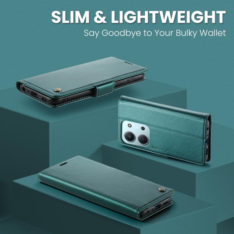 For Redmi 15C 5G / 4G EU 173mm CaseMe 023 Butterfly Buckle Litchi Texture RFID Anti-theft Leather Phone Case(Green)
