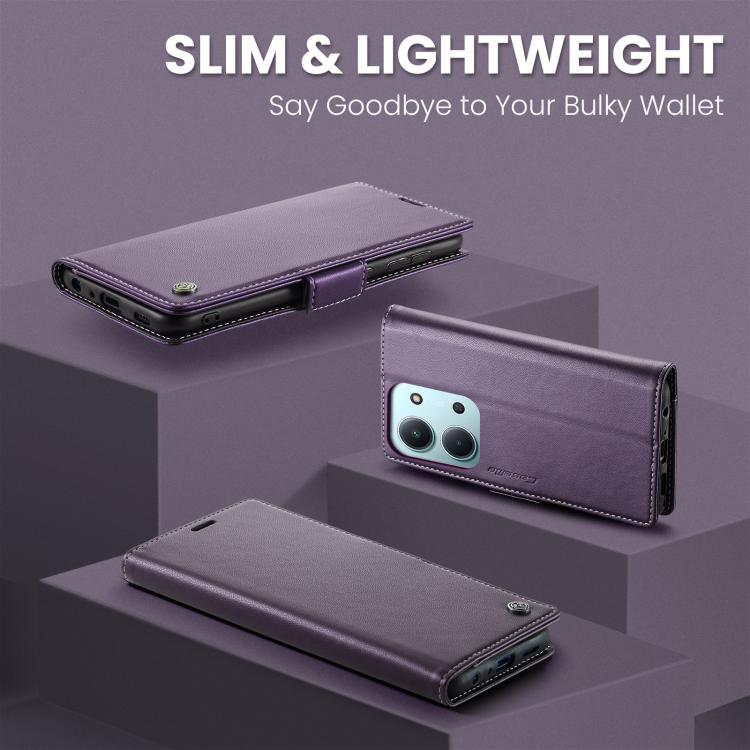 For Redmi 15C 5G / 4G EU 173mm CaseMe 023 Butterfly Buckle Litchi Texture RFID Anti-theft Leather Phone Case(Purple)