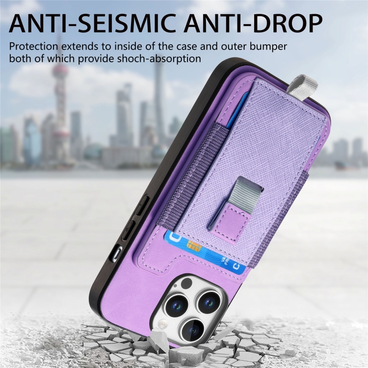 For iPhone 16 Pro Retro Magsafe Cross Leather Pull-Out Card Bag Back Phone Case(Purple) For iPhone 16 Pro Retro Magsafe Cross Leather Pull-Out Card Bag Back Phone Case(Purple)