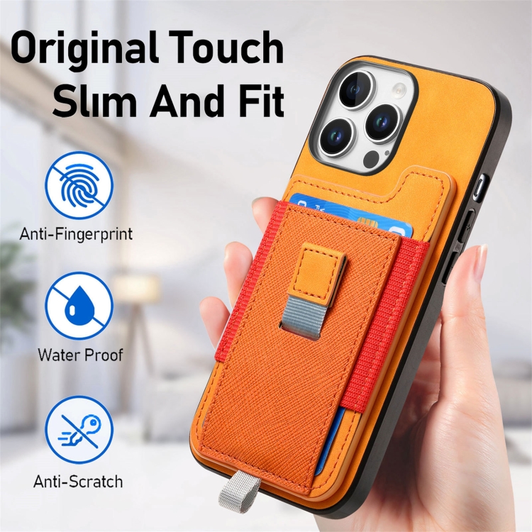 For iPhone 7 / 8 / SE 2022 Retro Magsafe Cross Leather Pull-Out Card Bag Back Phone Case(Yellow) For iPhone 7 / 8 / SE 2022 Retro Magsafe Cross Leather Pull-Out Card Bag Back Phone Case(Yellow)