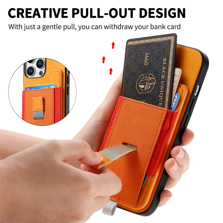 For iPhone 7 / 8 / SE 2022 Retro Magsafe Cross Leather Pull-Out Card Bag Back Phone Case(Yellow) For iPhone 7 / 8 / SE 2022 Retro Magsafe Cross Leather Pull-Out Card Bag Back Phone Case(Yellow)
