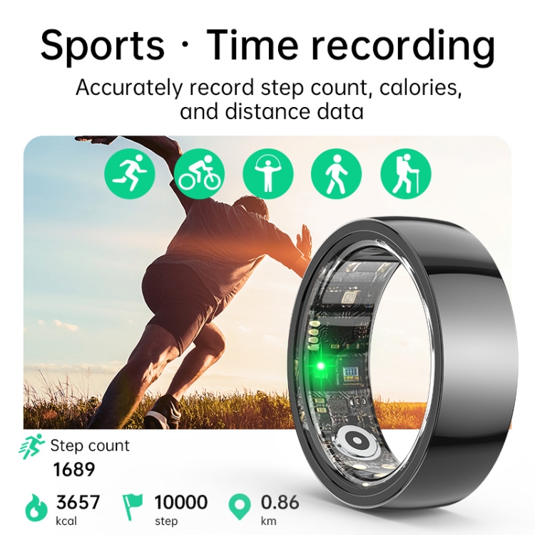 R1000 SIZE 13 Smart Ring, Support Heart Rate / Blood Oxygen / Sleep / Multiple Sports Modes(Black) - B6