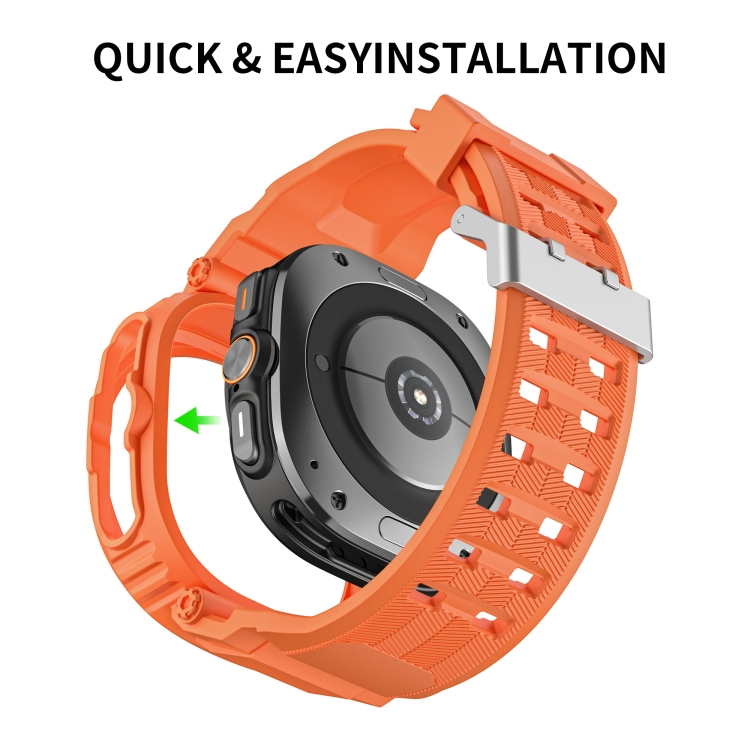 For Samsung Galaxy Watch Ultra 47mm Holes Style PC Watch Case Integrated TPU Watch Band(Orange)