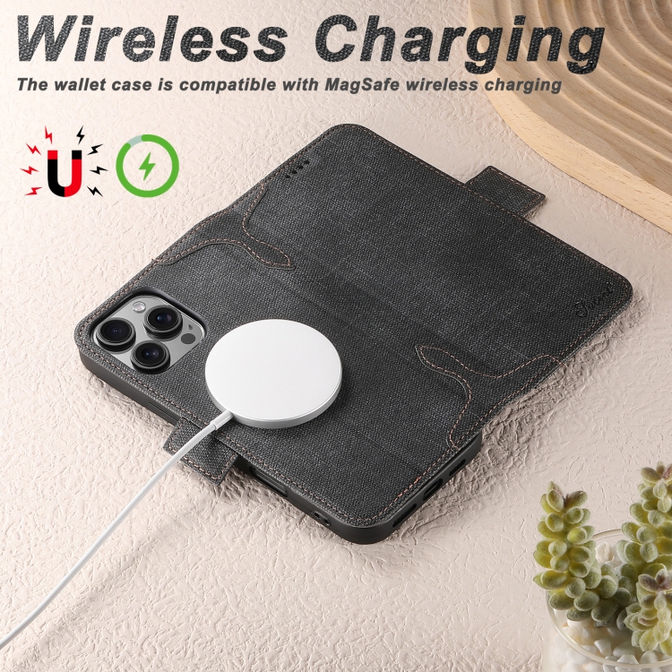 For iPhone 12 Suteni J07 Multi-functional Horizontal MagSafe Denim Leather Phone Case(Black) For iPhone 12 Suteni J07 Multi-functional Horizontal MagSafe Denim Leather Phone Case(Black)