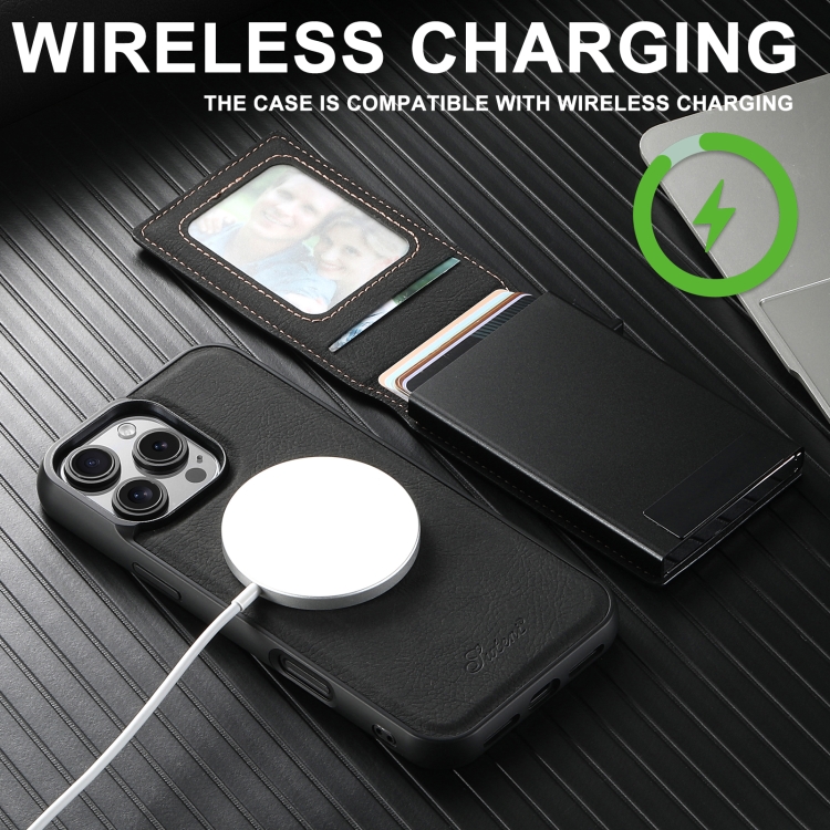 For Samsung Galaxy S24 Ultra 5G Suteni H19 Litchi Texture 2-in-1 MagSafe Removable Card Case Back Phone Case(Black) For Samsung Galaxy S24 Ultra 5G Suteni H19 Litchi Texture 2-in-1 MagSafe Removable Card Case Back Phone Case(Black)