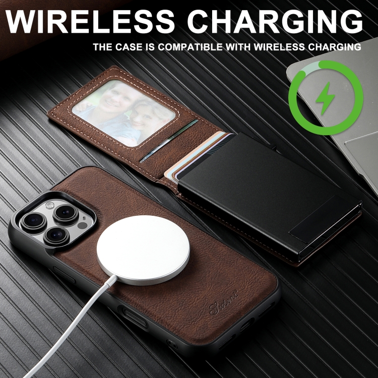 For Samsung Galaxy S22+ 5G Suteni H19 Litchi Texture 2-in-1 MagSafe Removable Card Case Back Phone Case(Brown) For Samsung Galaxy S22+ 5G Suteni H19 Litchi Texture 2-in-1 MagSafe Removable Card Case Back Phone Case(Brown)