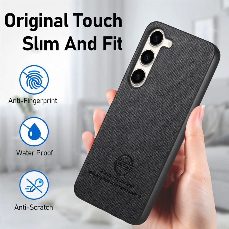 For Samsung Galaxy S22 5G Twill Fabric Leather Skin Back Phone Case(Black) For Samsung Galaxy S22 5G Twill Fabric Leather Skin Back Phone Case(Black)