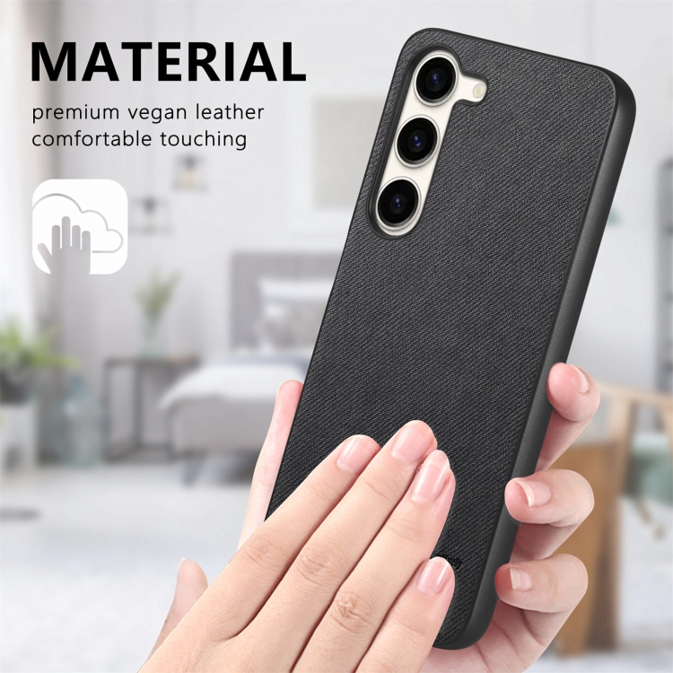 For Samsung Galaxy S22 5G Twill Fabric Leather Skin Back Phone Case(Black) For Samsung Galaxy S22 5G Twill Fabric Leather Skin Back Phone Case(Black)