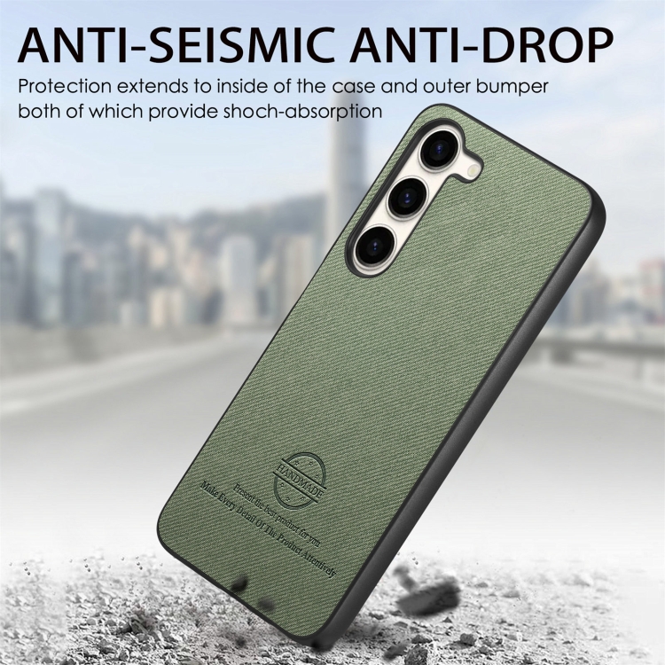 For Samsung Galaxy S22+ 5G Twill Fabric Leather Skin Back Phone Case(Green) For Samsung Galaxy S22+ 5G Twill Fabric Leather Skin Back Phone Case(Green)