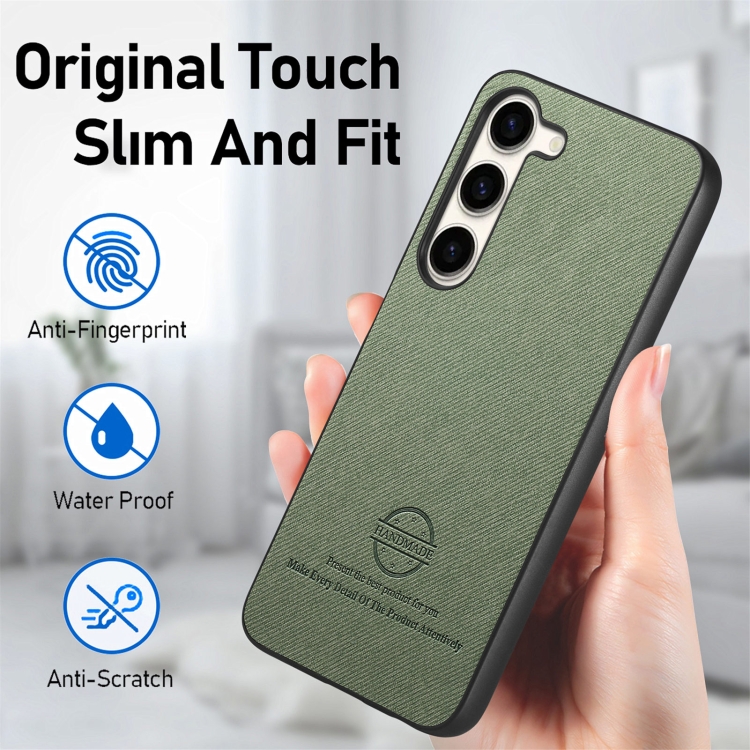 For Samsung Galaxy S22+ 5G Twill Fabric Leather Skin Back Phone Case(Green) For Samsung Galaxy S22+ 5G Twill Fabric Leather Skin Back Phone Case(Green)