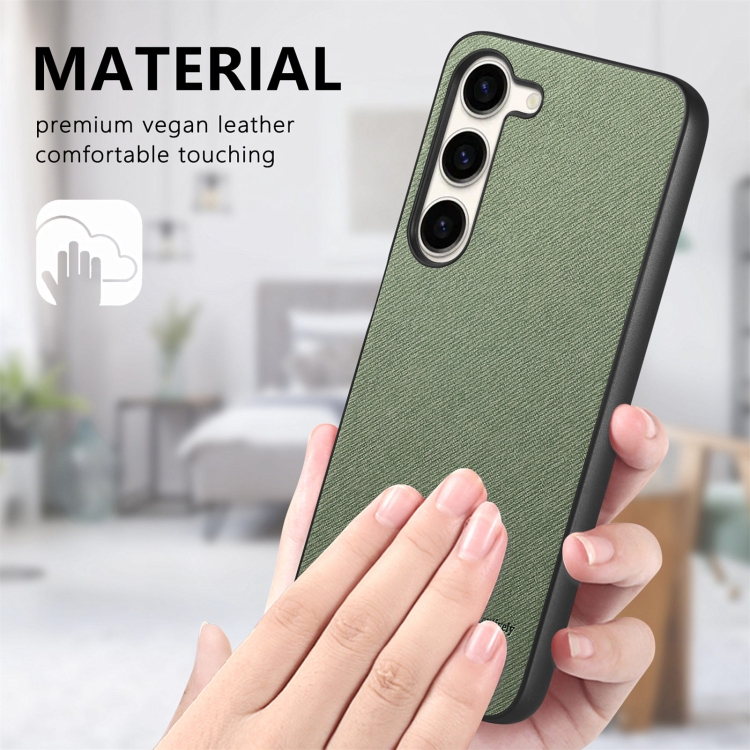For Samsung Galaxy S22+ 5G Twill Fabric Leather Skin Back Phone Case(Green) For Samsung Galaxy S22+ 5G Twill Fabric Leather Skin Back Phone Case(Green)