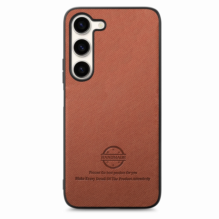 For Samsung Galaxy S23+ 5G Twill Fabric Leather Skin Back Phone Case(Brown)