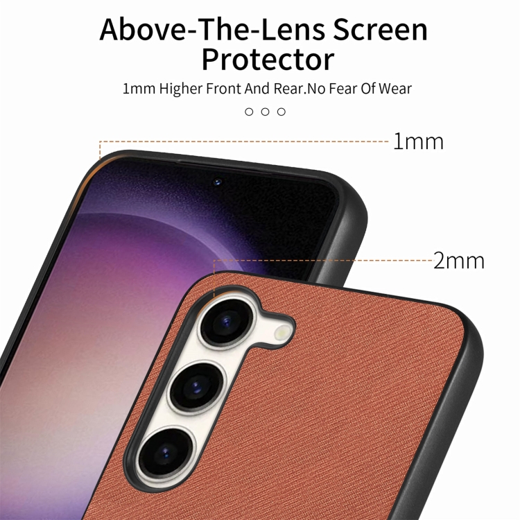 For Samsung Galaxy S23+ 5G Twill Fabric Leather Skin Back Phone Case(Brown)