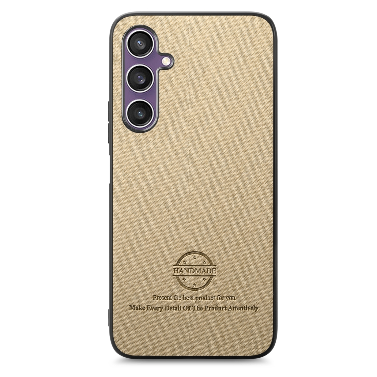 For Samsung Galaxy S23 FE 5G Twill Fabric Leather Skin Back Phone Case(Khaki) For Samsung Galaxy S23 FE 5G Twill Fabric Leather Skin Back Phone Case(Khaki)