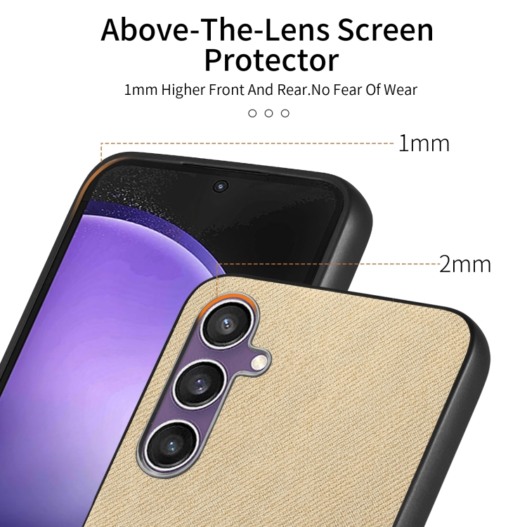 For Samsung Galaxy S23 FE 5G Twill Fabric Leather Skin Back Phone Case(Khaki) For Samsung Galaxy S23 FE 5G Twill Fabric Leather Skin Back Phone Case(Khaki)