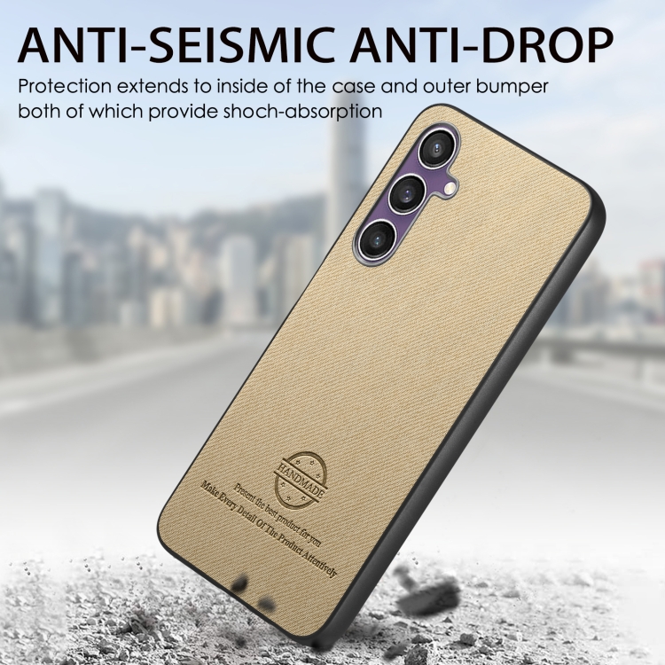 For Samsung Galaxy S23 FE 5G Twill Fabric Leather Skin Back Phone Case(Khaki) For Samsung Galaxy S23 FE 5G Twill Fabric Leather Skin Back Phone Case(Khaki)