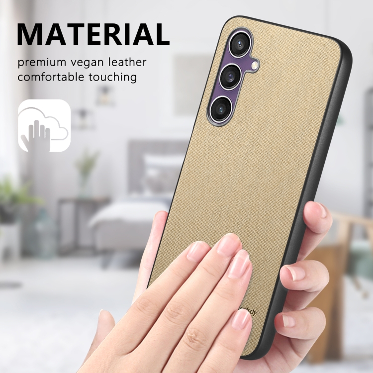 For Samsung Galaxy S23 FE 5G Twill Fabric Leather Skin Back Phone Case(Khaki) For Samsung Galaxy S23 FE 5G Twill Fabric Leather Skin Back Phone Case(Khaki)
