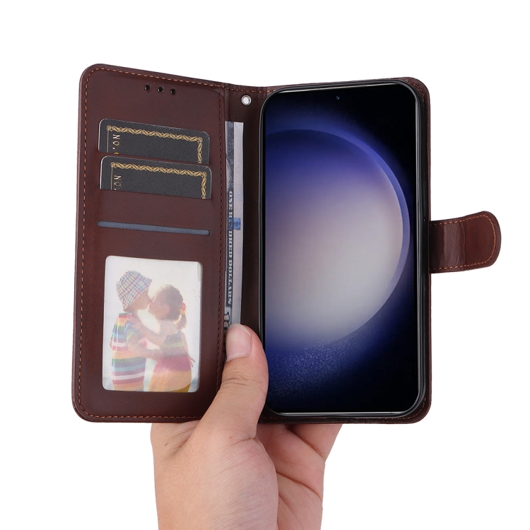 For Samsung Galaxy S25 5G ENKAY Card Wallet Calf Texture Leather Phone Case with Screen Film(Black) For Samsung Galaxy S25 5G ENKAY Card Wallet Calf Texture Leather Phone Case with Screen Film(Black)