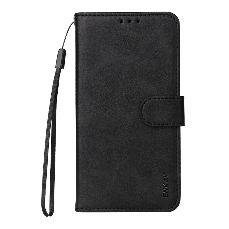 For Samsung Galaxy S24 Ultra 5G ENKAY Card Wallet Calf Texture Leather Phone Case with Screen Film(Black)