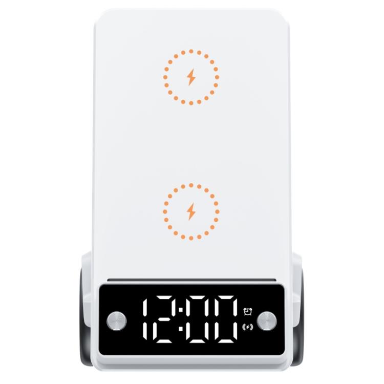 G63 Bluetooth Speaker Clock Atmosphere Light 6-in-1 Car Shape 15W Desktop Wireless Charger(Grey)