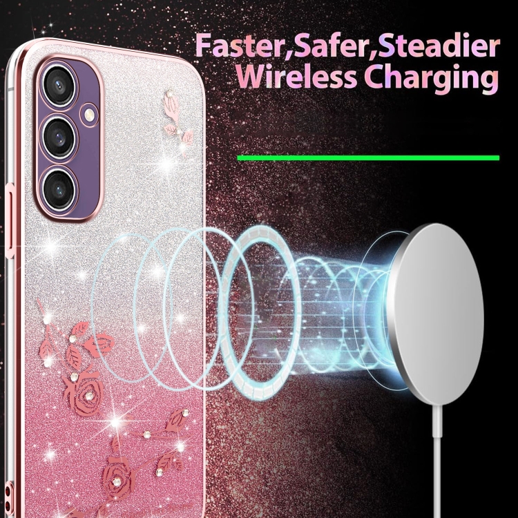 For Samsung Galaxy S24 5G Gradient Glitter Flower All-inclusive Phone Case(Pink) For Samsung Galaxy S24 5G Gradient Glitter Flower All-inclusive Phone Case(Pink)