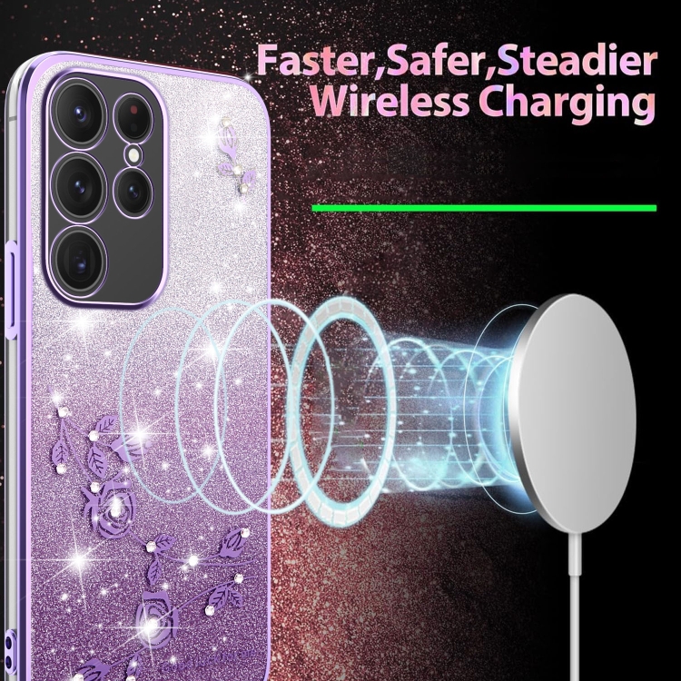 For Samsung Galaxy S23 Ultra 5G Gradient Glitter Flower All-inclusive Phone Case(Purple) For Samsung Galaxy S23 Ultra 5G Gradient Glitter Flower All-inclusive Phone Case(Purple)