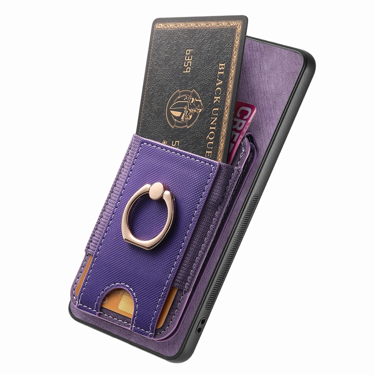 For Samsung Galaxy S22+ 5G Retro Splitable Magnetic Stand Card Bag Leather Phone Case(Purple)