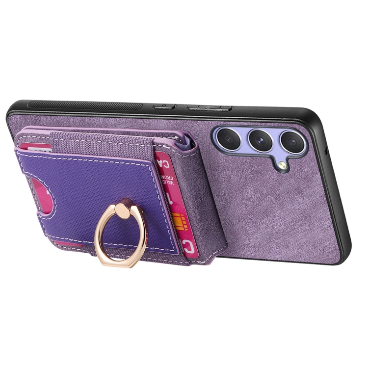 For Samsung Galaxy S22+ 5G Retro Splitable Magnetic Stand Card Bag Leather Phone Case(Purple)