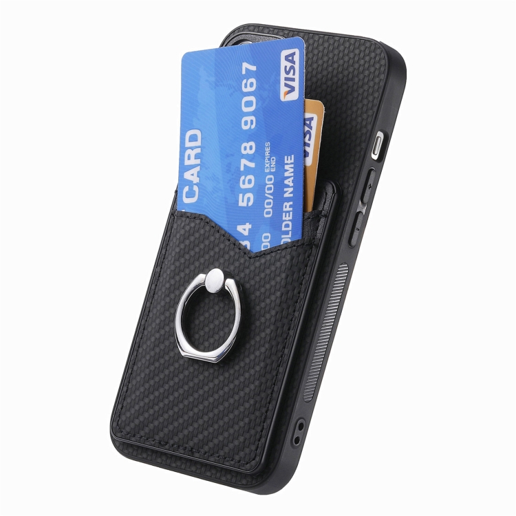 For Samsung Galaxy S25 5G Carbon Fiber Card Wallet Ring Phone Case(Black) For Samsung Galaxy S25 5G Carbon Fiber Card Wallet Ring Phone Case(Black)