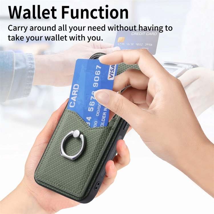 For Samsung Galaxy S25 Ultra 5G Carbon Fiber Card Wallet Ring Phone Case(Khaki) For Samsung Galaxy S25 Ultra 5G Carbon Fiber Card Wallet Ring Phone Case(Khaki)
