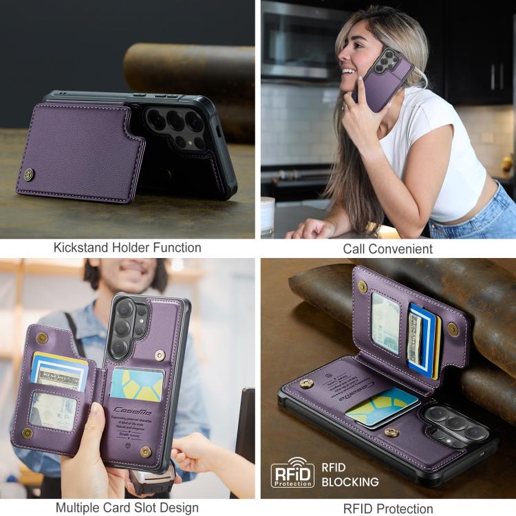 For Samsung Galaxy S26 Ultra 5G CaseMe C22 Card Slots Holder RFID Anti-theft Phone Case(Purple)