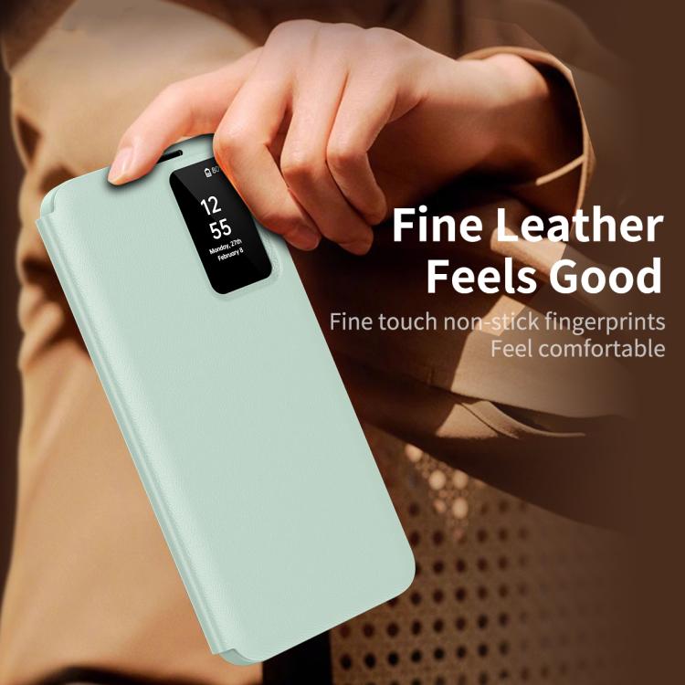 For Samsung Galaxy S23 Ultra 5G Smart View Window Leather Phone Case with Card Slot(Green) For Samsung Galaxy S23 Ultra 5G Smart View Window Leather Phone Case with Card Slot(Green)
