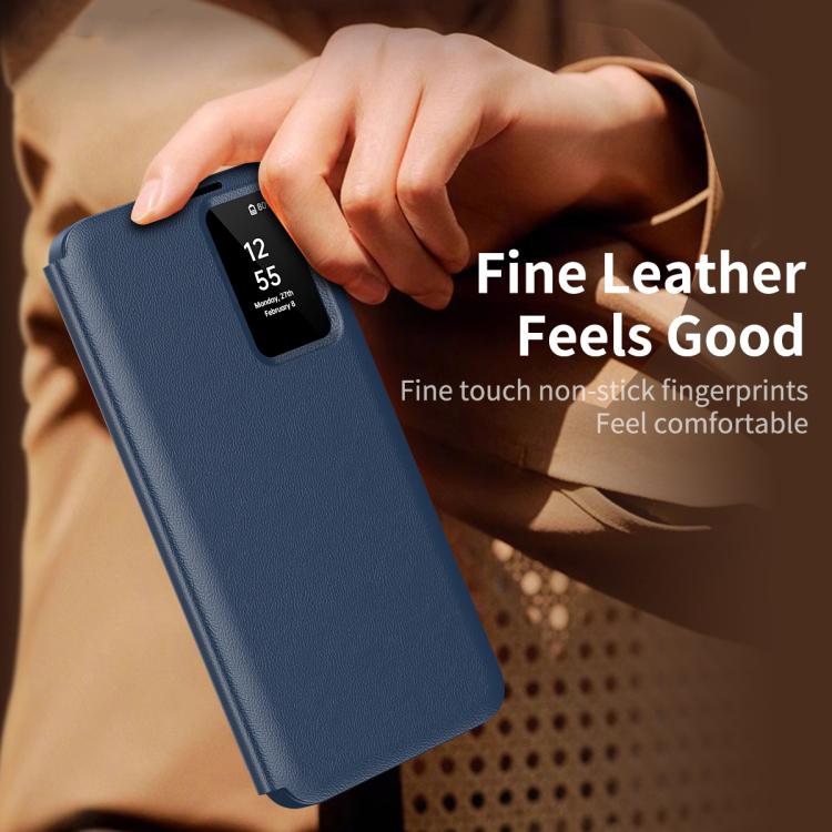 For Samsung Galaxy S24 Ultra 5G Smart View Window Leather Phone Case with Card Slot(Blue) For Samsung Galaxy S24 Ultra 5G Smart View Window Leather Phone Case with Card Slot(Blue)